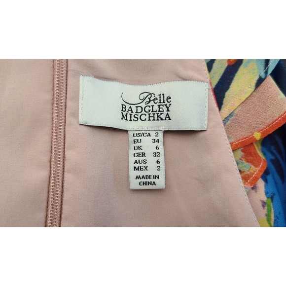 Badgley Mischka Belle Womens Ruffled Sleeveless Dress Multicolor Floral Size 2 - Picture 4 of 8